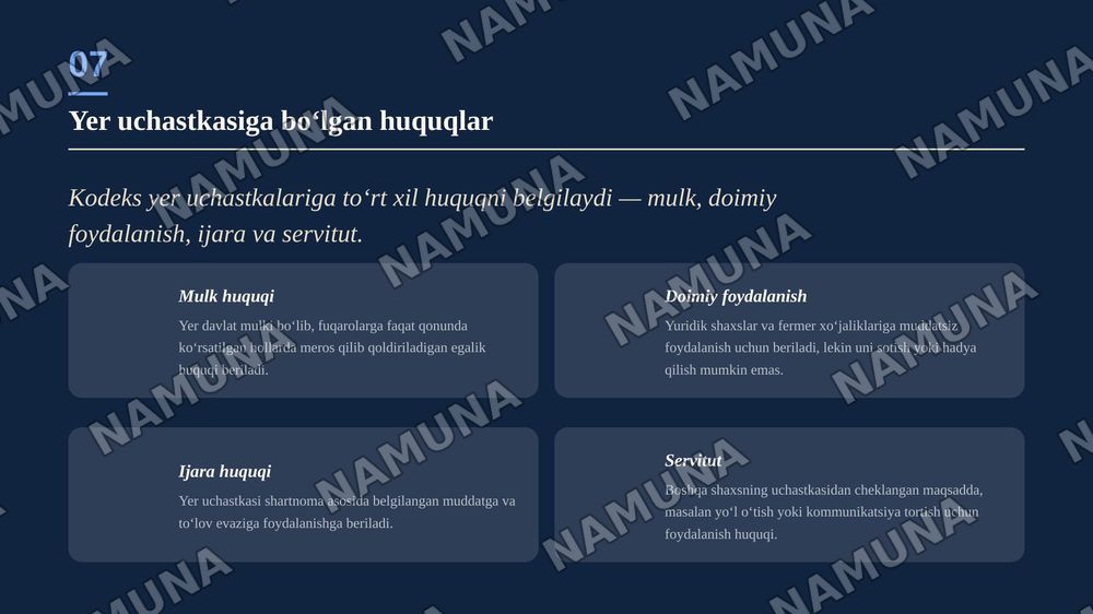Oʻzbekiston Respublikasi Yer kodeksi — zamonaviy taqdimot, 8-slayd