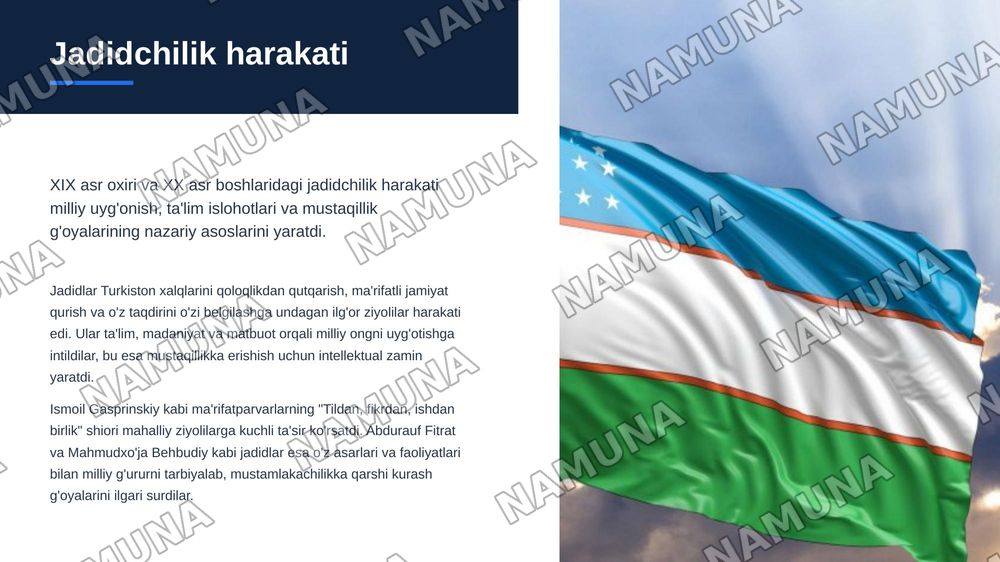 O'zbekistonda mustaqillik g'oyalarining tarixiy asoslari — zamonaviy taqdimot, 5-slayd