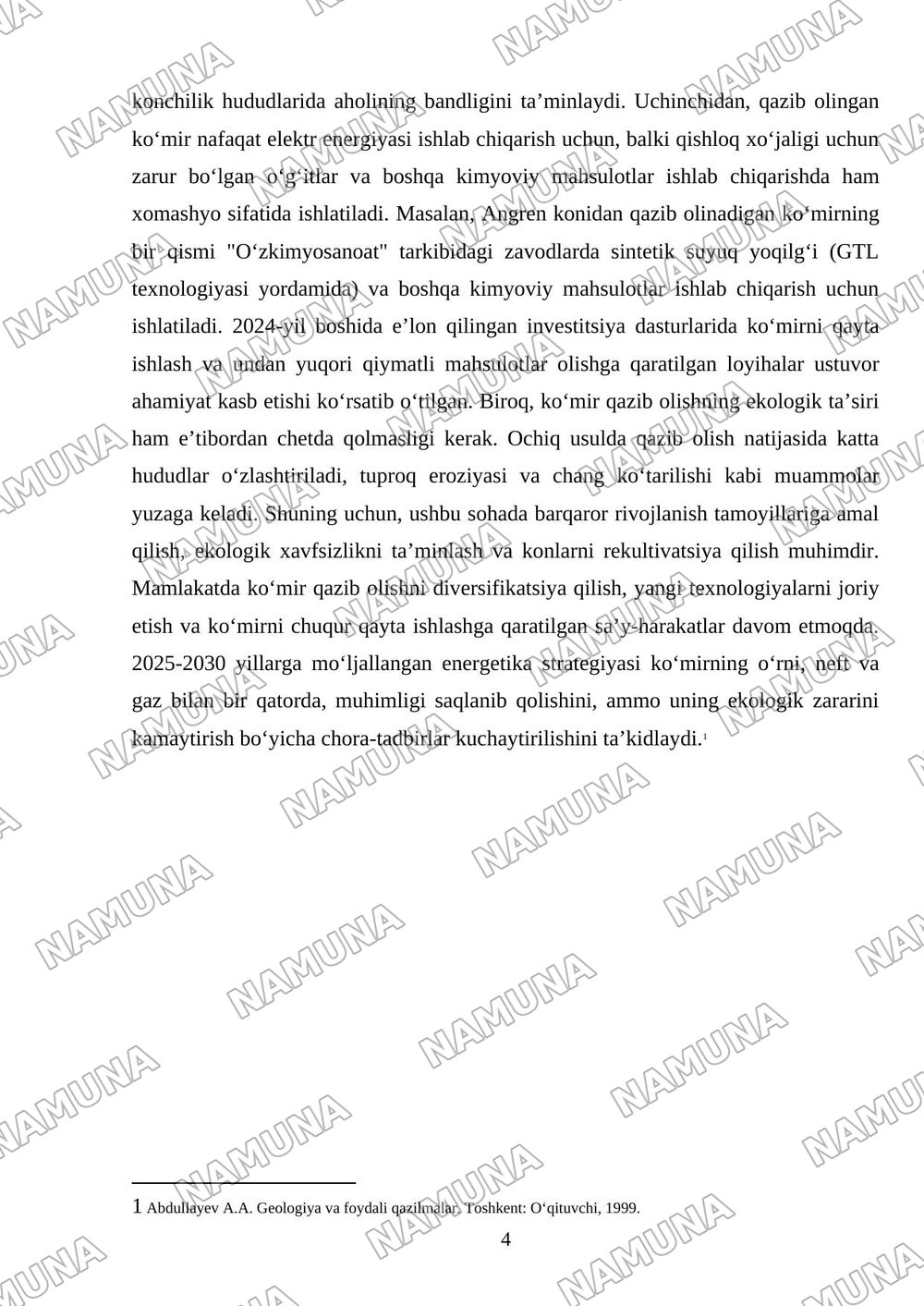 Ko‘mir, neft, tabiiy gaz va atom energiyasi zaxiralari; — mustaqil ish, 4-varaq