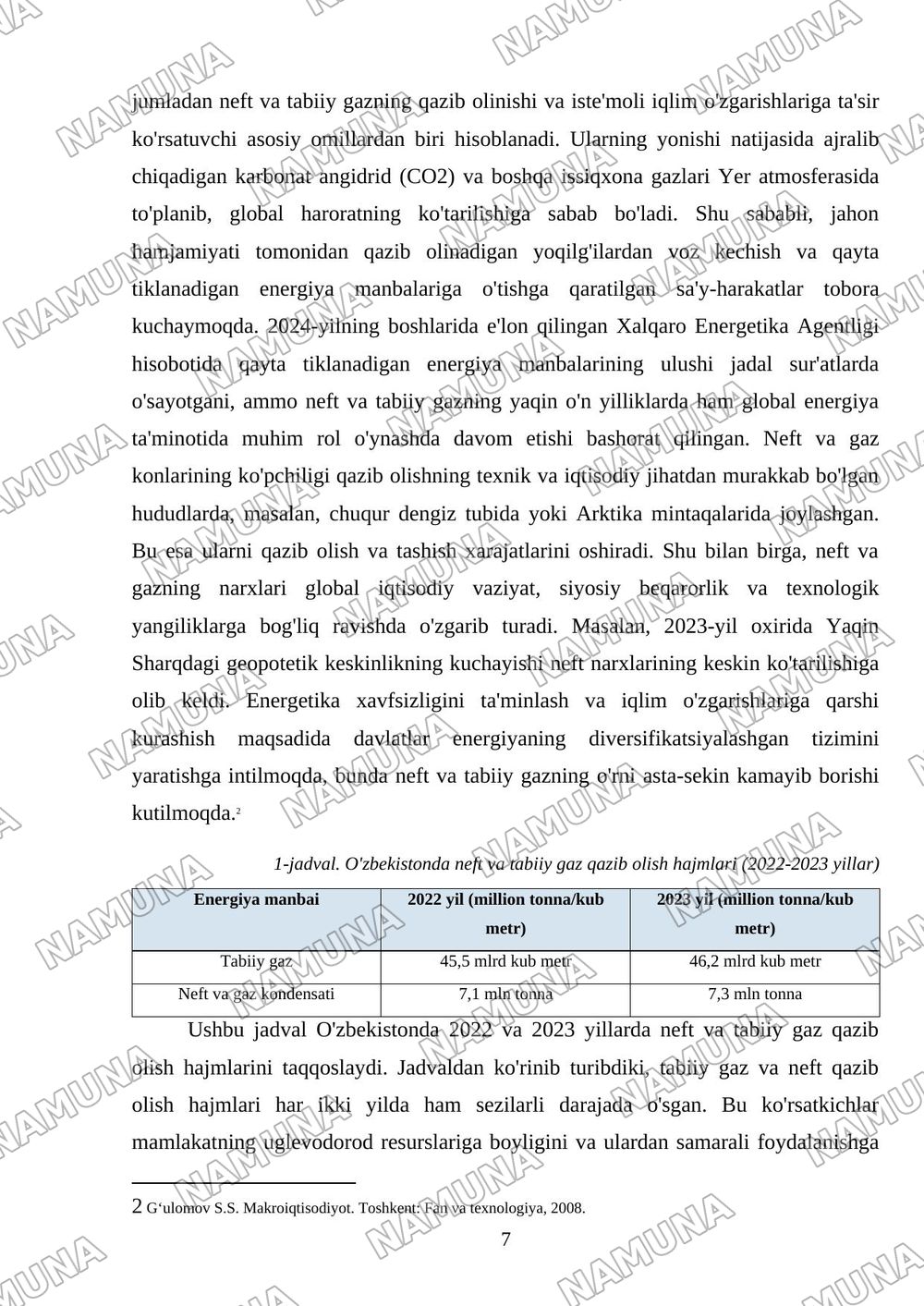 Ko‘mir, neft, tabiiy gaz va atom energiyasi zaxiralari; — mustaqil ish, 7-varaq