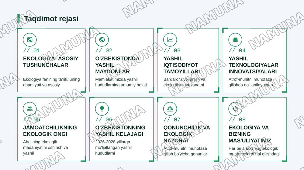 Yashil hudud va ekalogia — zamonaviy taqdimot, 2-slayd