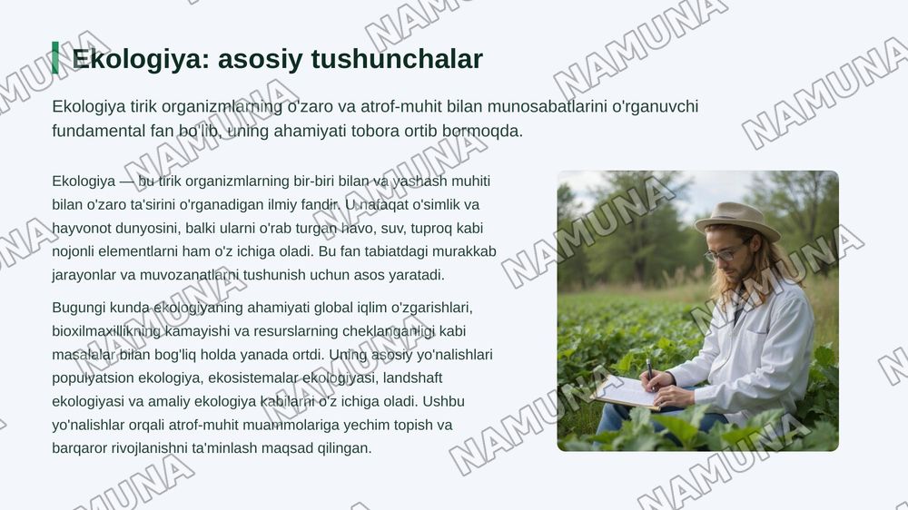 Yashil hudud va ekalogia — zamonaviy taqdimot, 3-slayd
