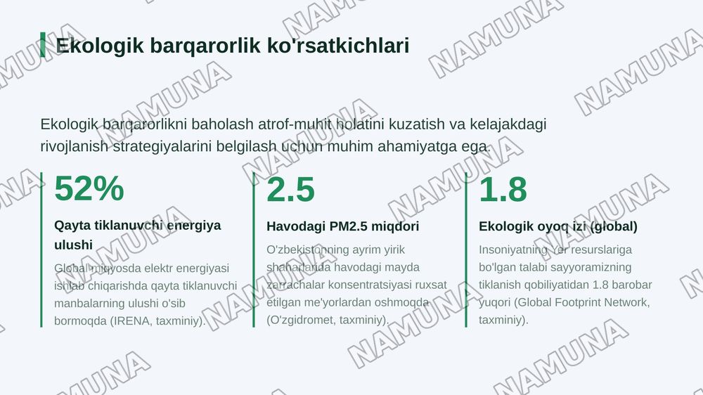 Yashil hudud va ekalogia — zamonaviy taqdimot, 8-slayd