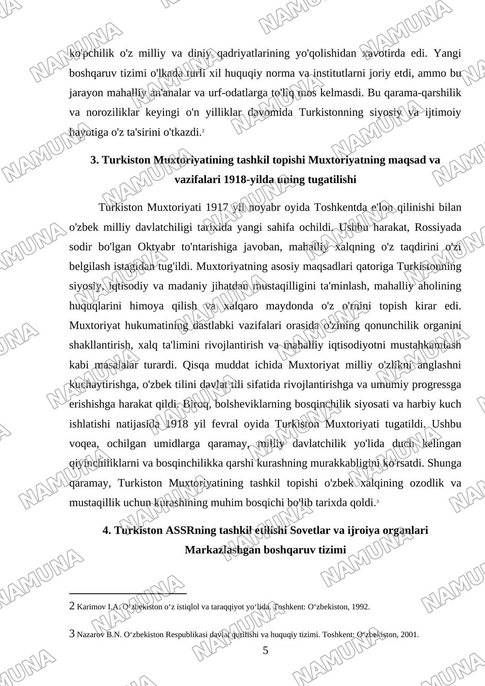 14-mavzu: Oktyabr toʻntarishidan soʻng Oʻzbekiston hududida davlat va huquq. — referat, 5-varaq