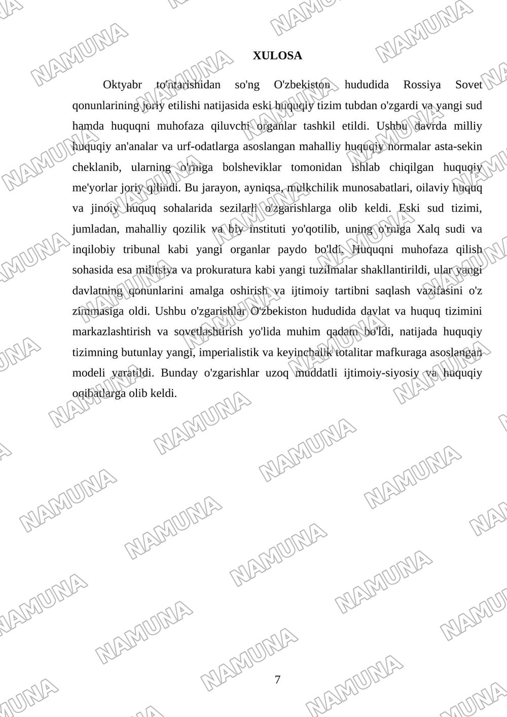 14-mavzu: Oktyabr toʻntarishidan soʻng Oʻzbekiston hududida davlat va huquq. — referat, 7-varaq