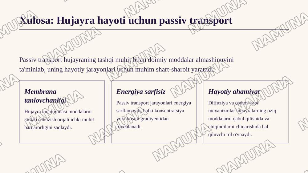Hujayra membranasi orqali moddalarning
o'tishi. Passiv transport. — zamonaviy taqdimot, 7-slayd