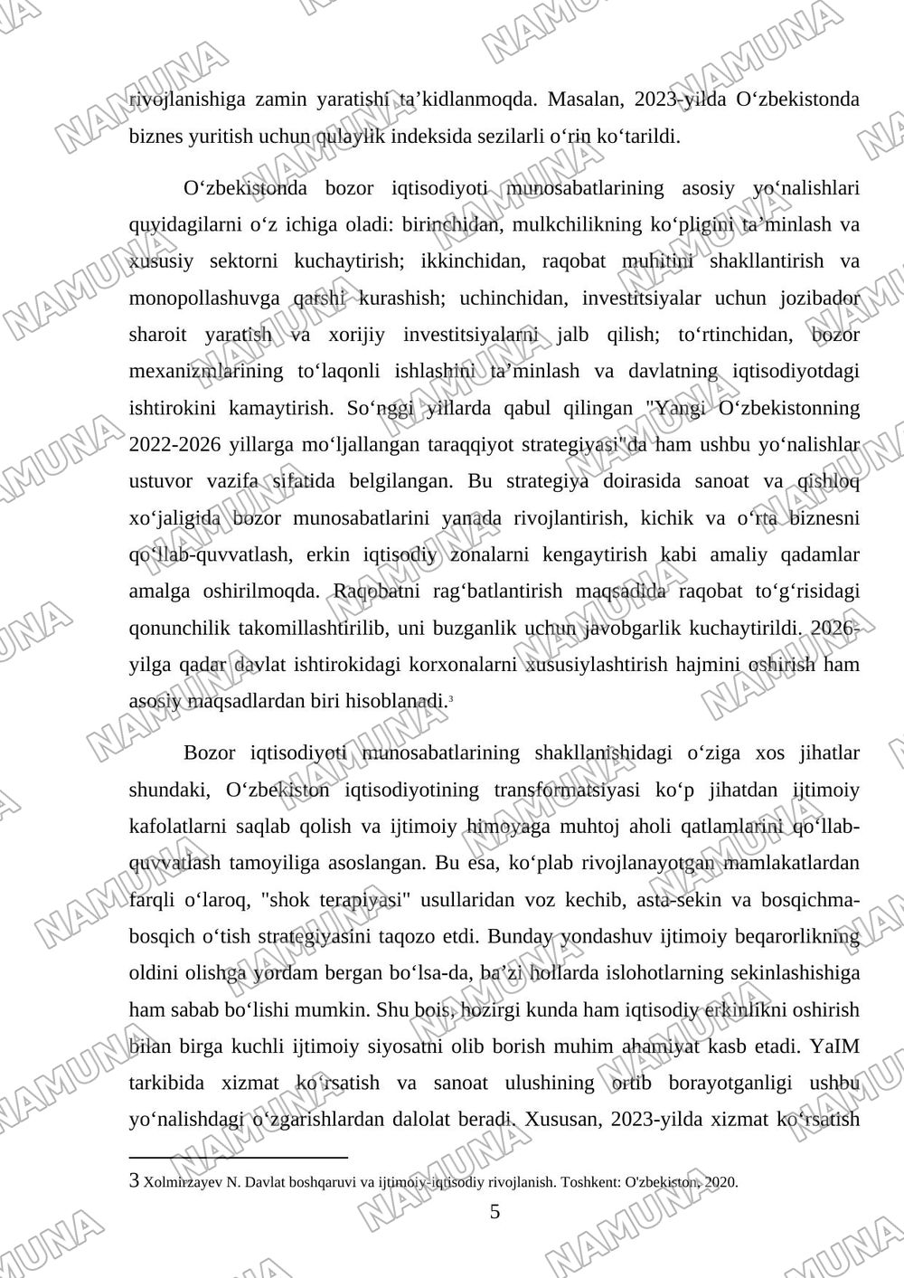 Oʻzbekiston respublikasida ijtimoiy iqtisodiy sohasidagi islohatla — mustaqil ish, 5-varaq