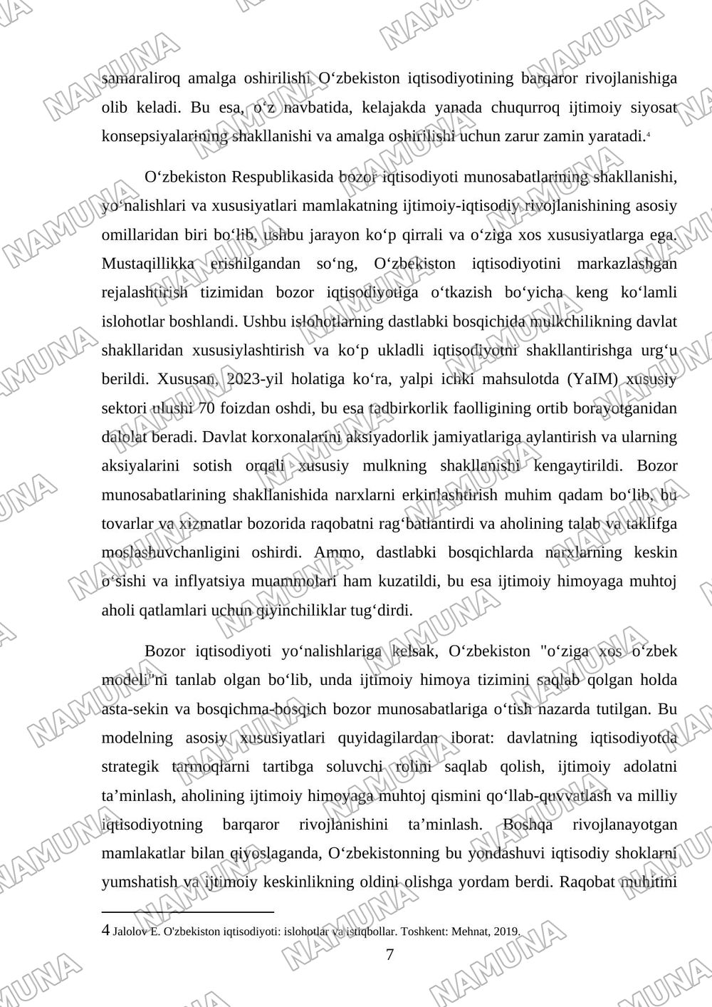Oʻzbekiston respublikasida ijtimoiy iqtisodiy sohasidagi islohatla — mustaqil ish, 7-varaq