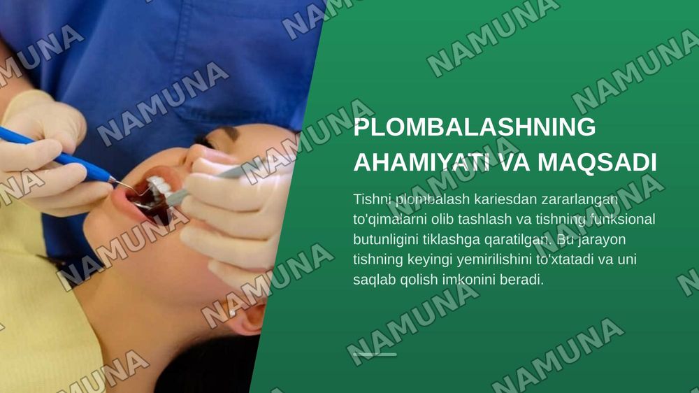 Tish plombakash tehnalogiasi — zamonaviy taqdimot, 5-slayd