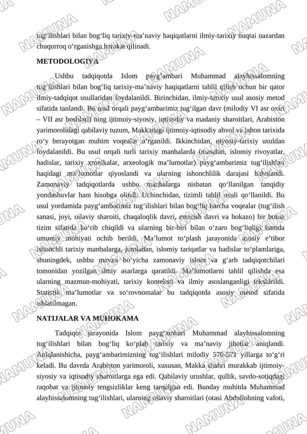 Islom payg’ambarining tug’ilishi hayoti va haqiqati tahlili — maqola, 3-varaq