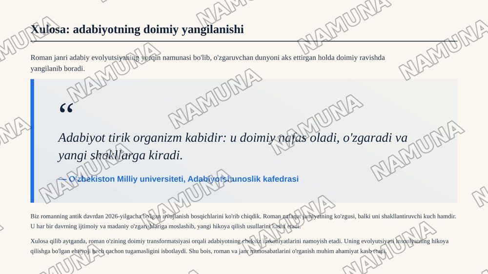 Roman va janr — zamonaviy taqdimot, 7-slayd