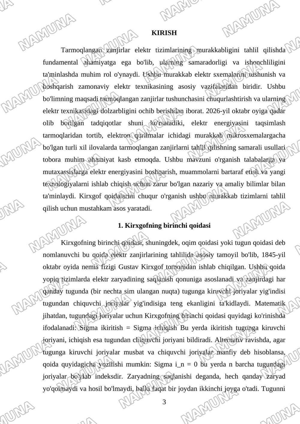 Tarmoqlangan zanjirlar. Kirxgof qoidalari — referat, 3-varaq