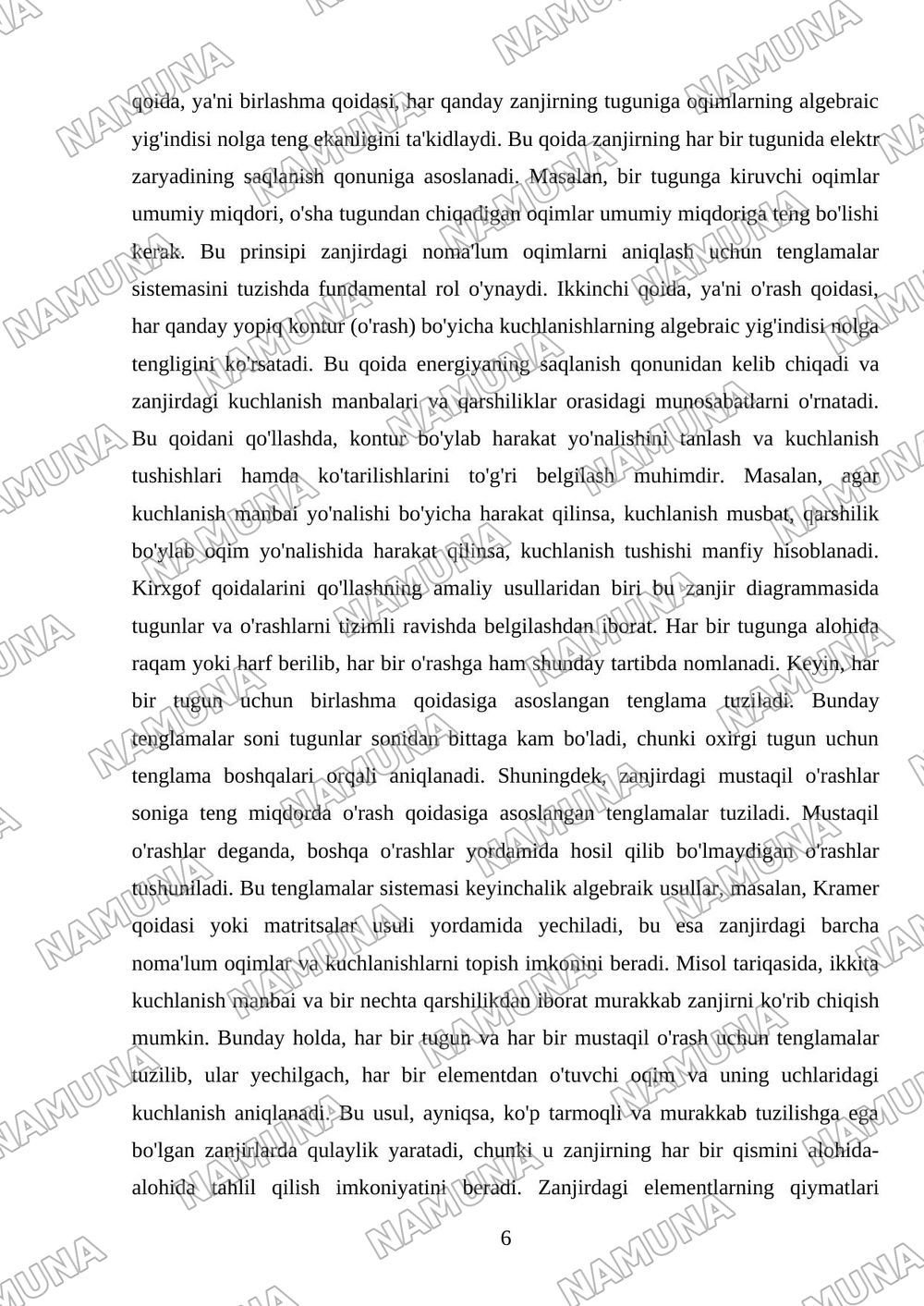 Tarmoqlangan zanjirlar. Kirxgof qoidalari — referat, 6-varaq