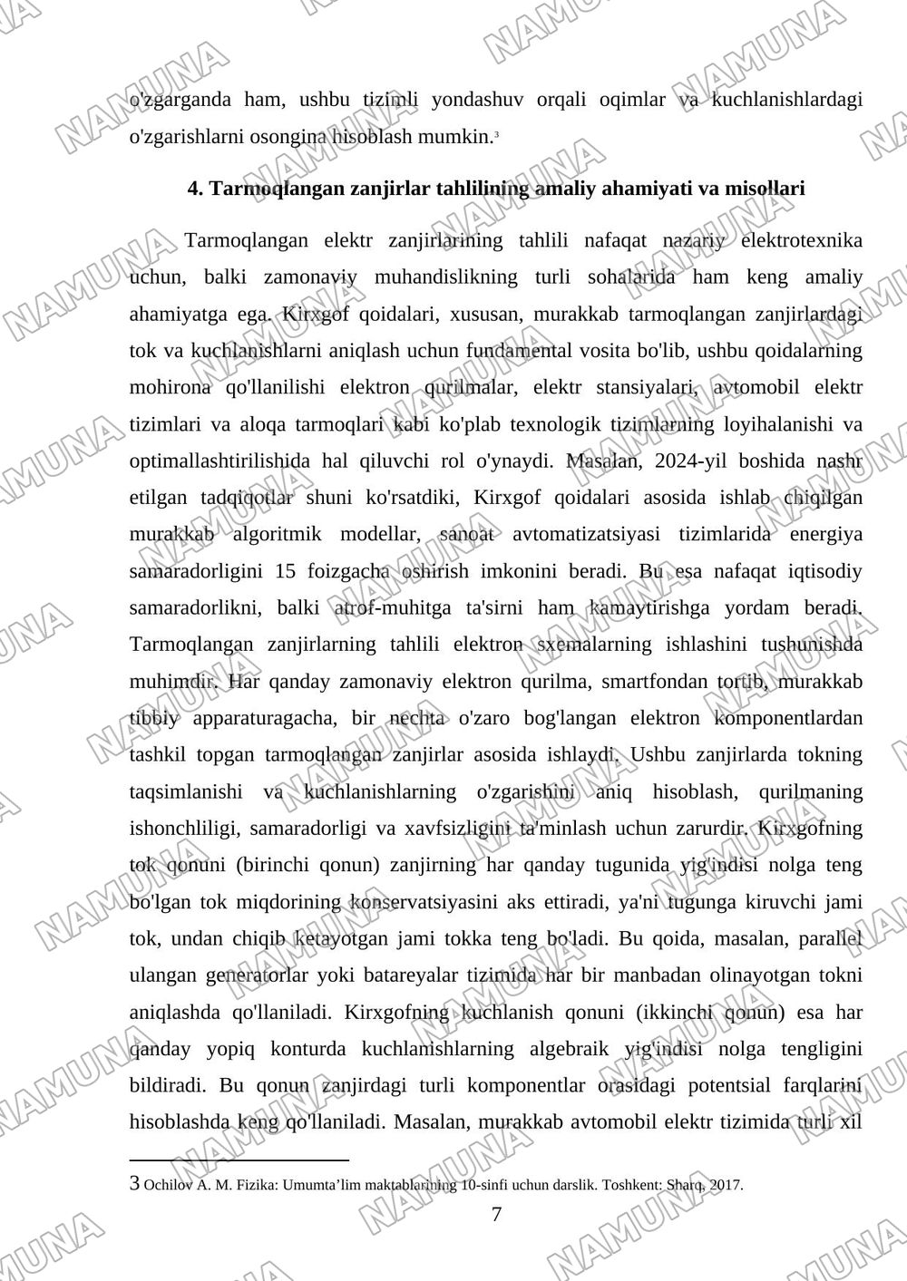 Tarmoqlangan zanjirlar. Kirxgof qoidalari — referat, 7-varaq