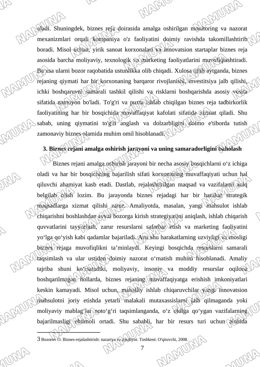 Biznes rejaning mohiyati va ahamiyati — mustaqil ish, 7-varaq