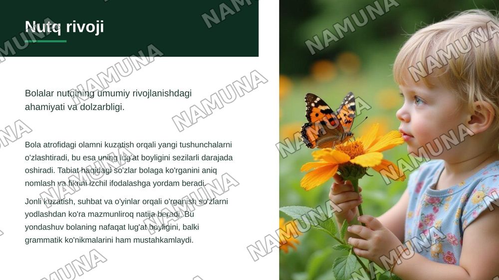 Bolalar nutqini boyitishda tabiat haqidagi sõzlarning õrni — zamonaviy taqdimot, 3-slayd