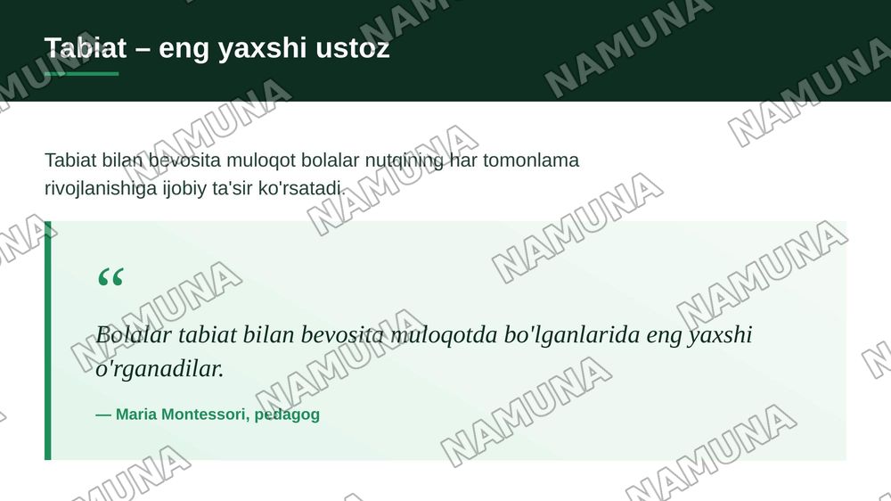 Bolalar nutqini boyitishda tabiat haqidagi sõzlarning õrni — zamonaviy taqdimot, 4-slayd
