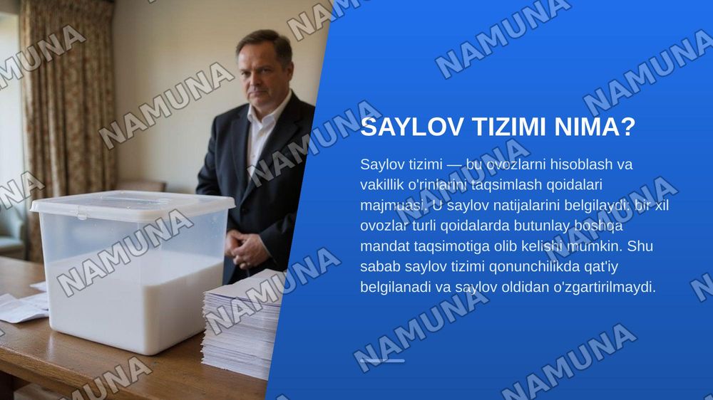 Saylov tizimi — zamonaviy taqdimot, 3-slayd