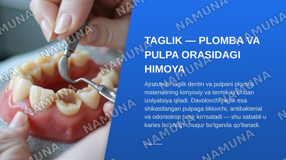 Ajratuvchi va davolovchi tagliklar. Phoshpat sement asosli plomba ashyolari. Turlari, tarkibi, xususiyatlari — zamonaviy taqdimot, 3-slayd