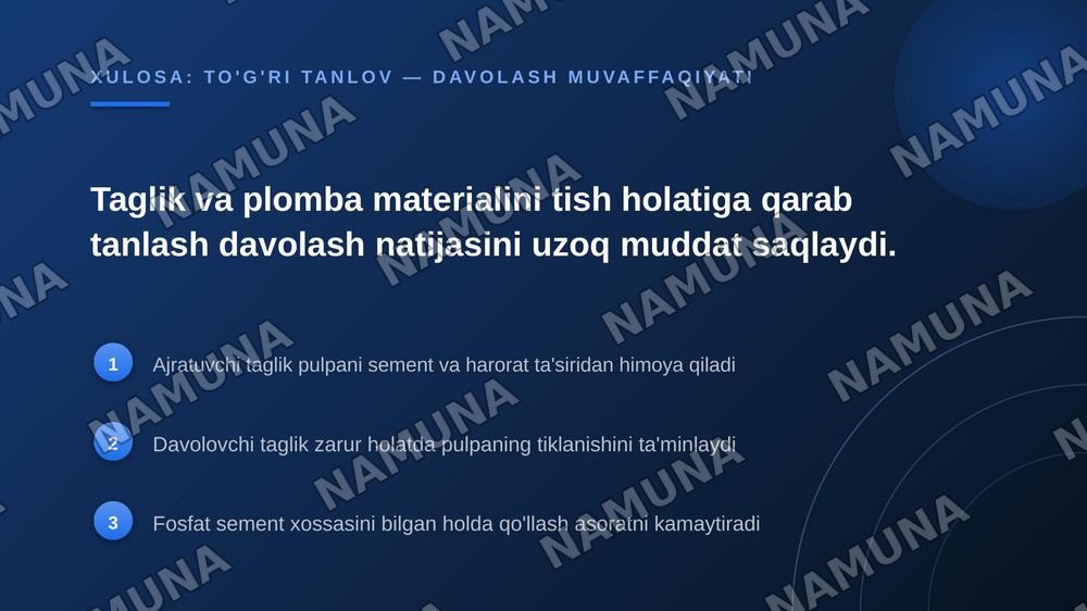 Ajratuvchi va davolovchi tagliklar. Phoshpat sement asosli plomba ashyolari. Turlari, tarkibi, xususiyatlari — zamonaviy taqdimot, 7-slayd