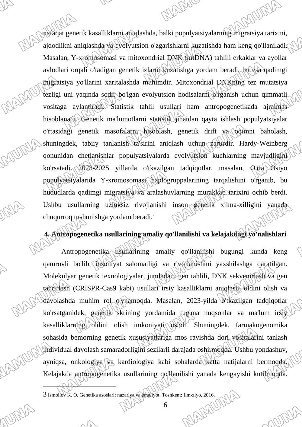 Anrtropogenetika usullari — mustaqil ish, 6-varaq