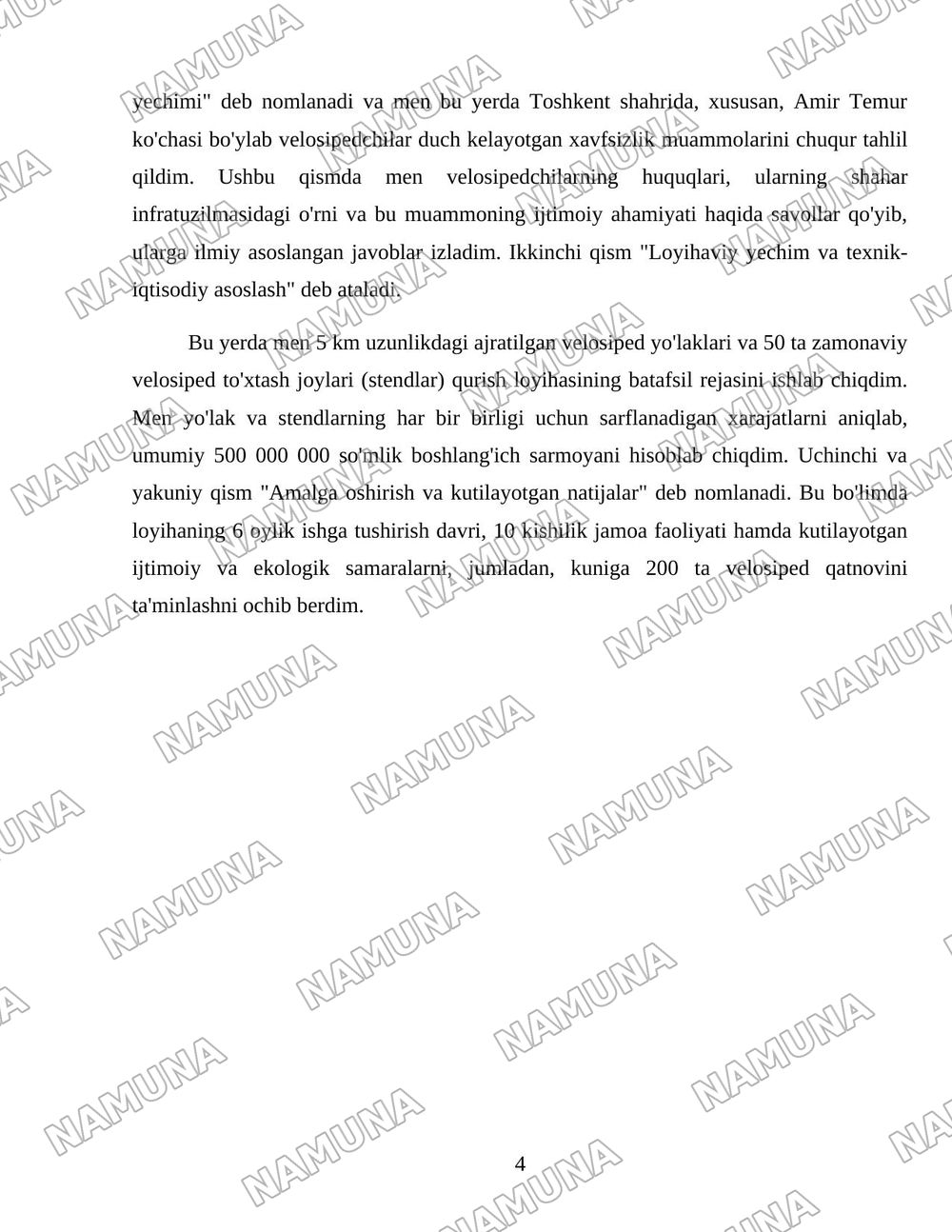 Velosiped uchun ham xavfsiz joy kerak — loyiha ishi, 4-varaq