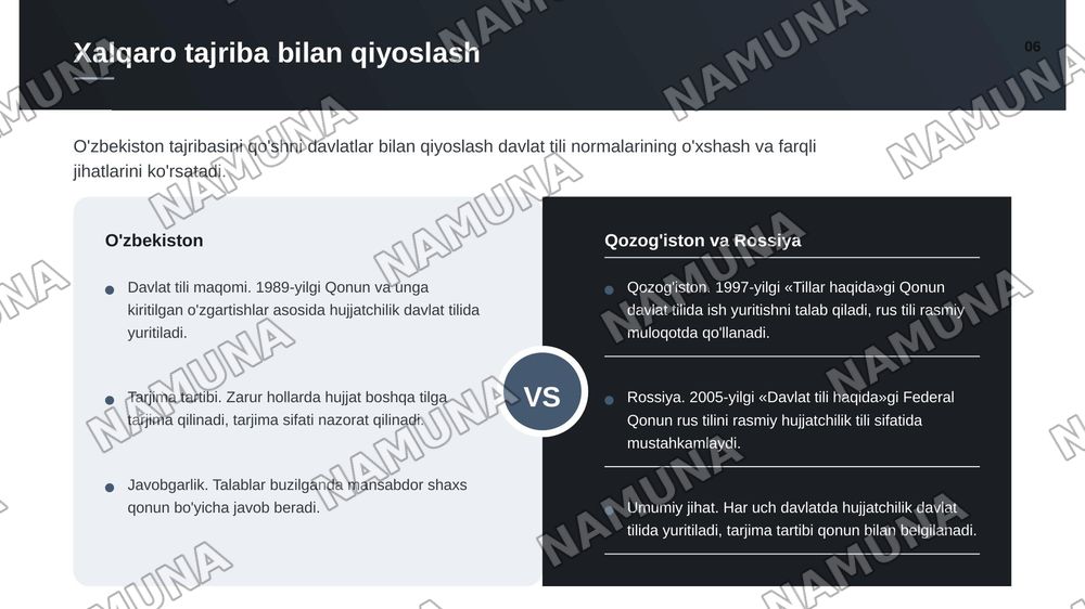 ,,Davlat tili haqida"gi Qonunning hujjatchilikka oid nirmalari: mazmuni va amali tatbiqi — zamonaviy taqdimot, 7-slayd