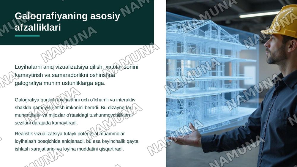 Galografiya haqida tushuncha va qurilishda qo'llanish sohalari — zamonaviy taqdimot, 6-slayd
