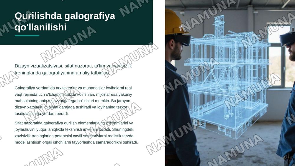 Galografiya haqida tushuncha va qurilishda qo'llanish sohalari — zamonaviy taqdimot, 8-slayd