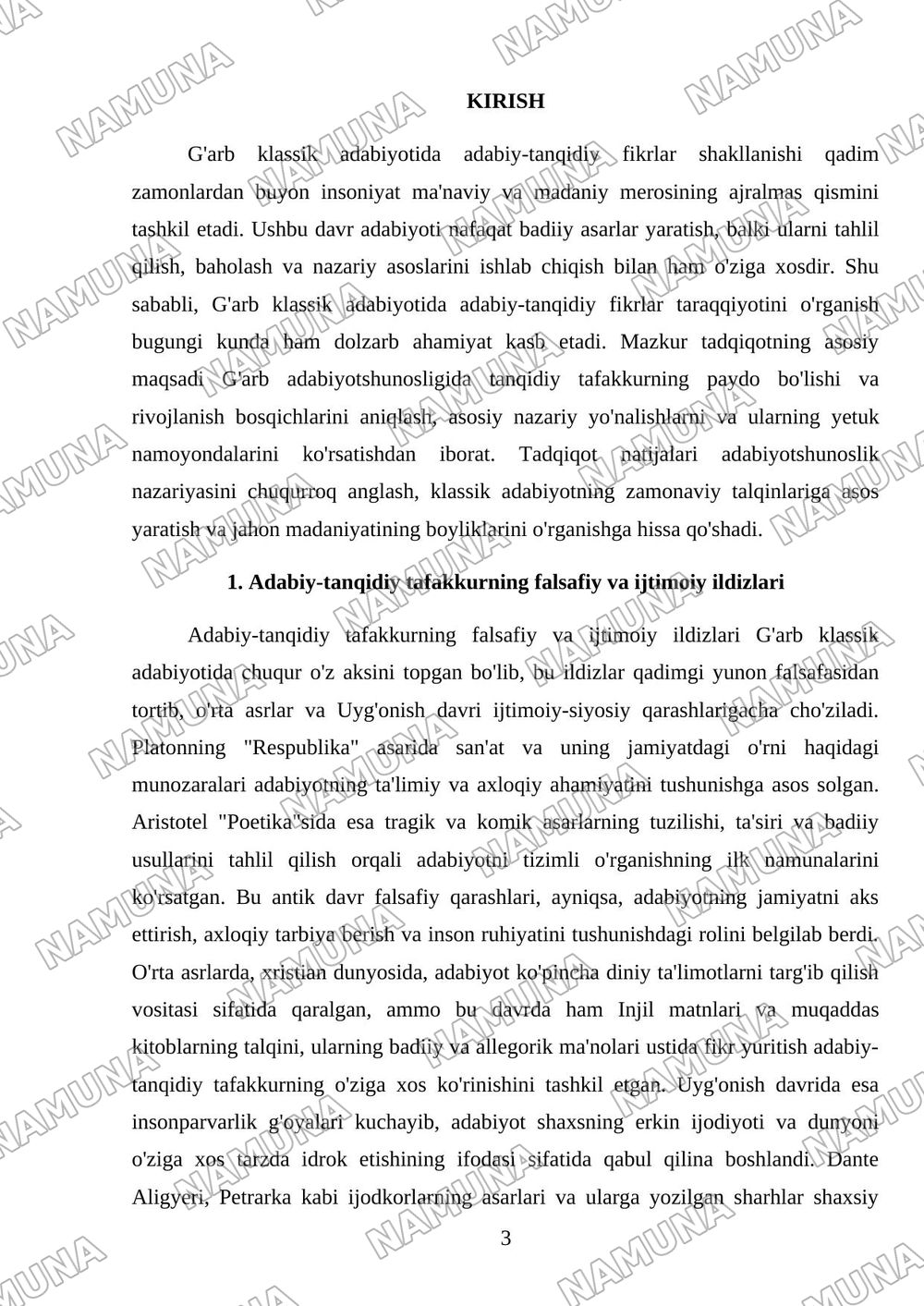 Ğarb klassik adabiyotida adabiy-tanqidiy fikrlar taraqqiyoti — mustaqil ish, 3-varaq