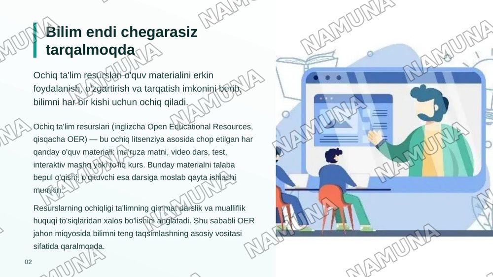 Ochiq raqamli ta'lim resurslari va veb-xizmatlar: Ta'lim platformalari, portallar va saytlar. Ochiq ta'lim resurslari. — zamonaviy taqdimot, 3-slayd