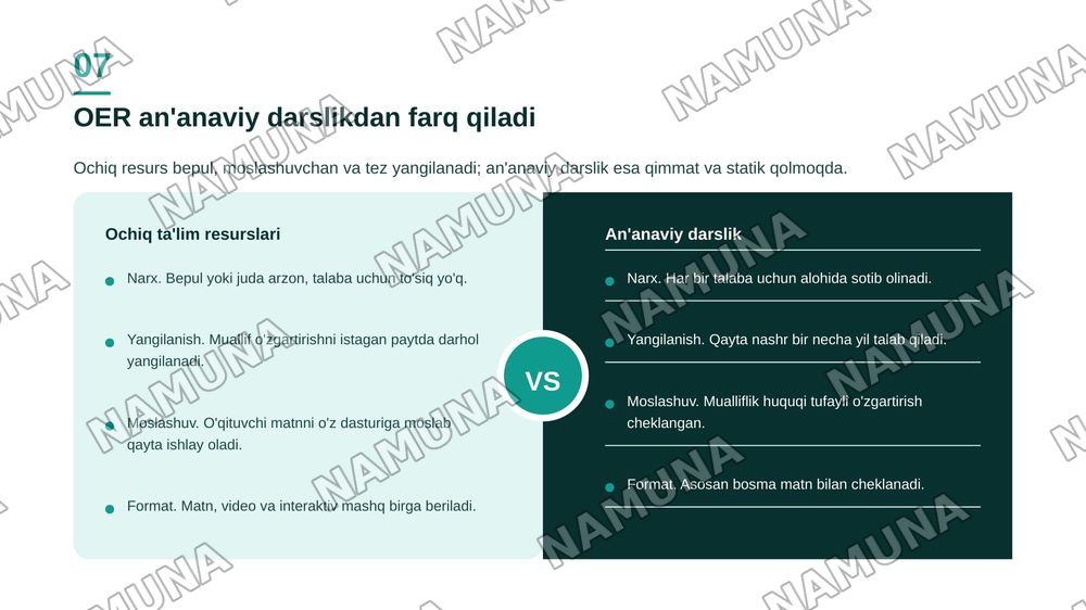 Ochiq raqamli ta'lim resurslari va veb-xizmatlar: Ta'lim platformalari, portallar va saytlar. Ochiq ta'lim resurslari. — zamonaviy taqdimot, 8-slayd