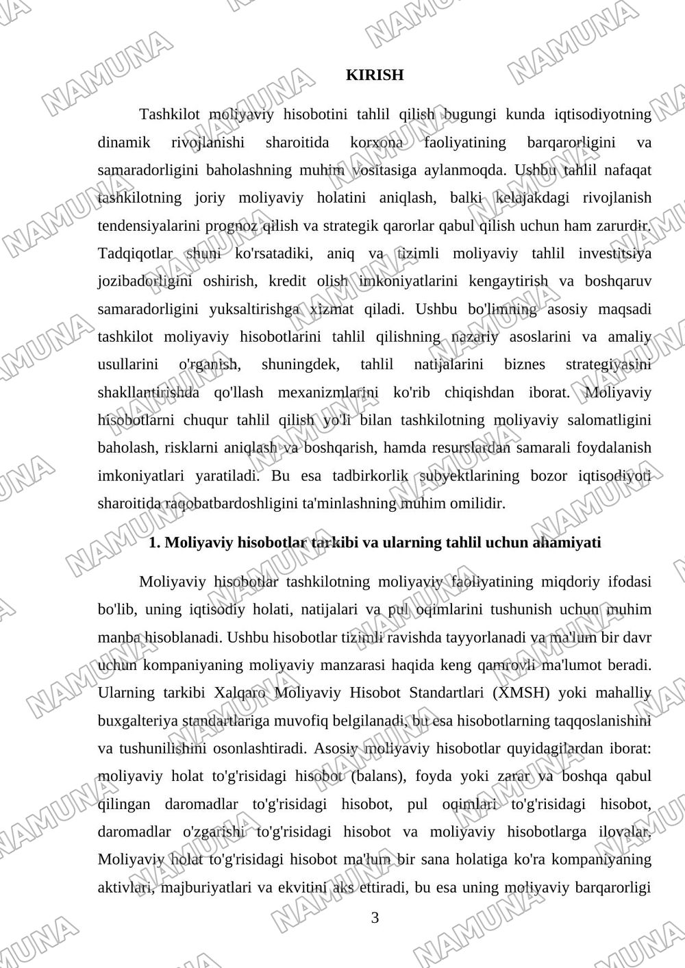 Tashkilotning moliyaviy hisobotini tahlil qilish. — mustaqil ish, 3-varaq