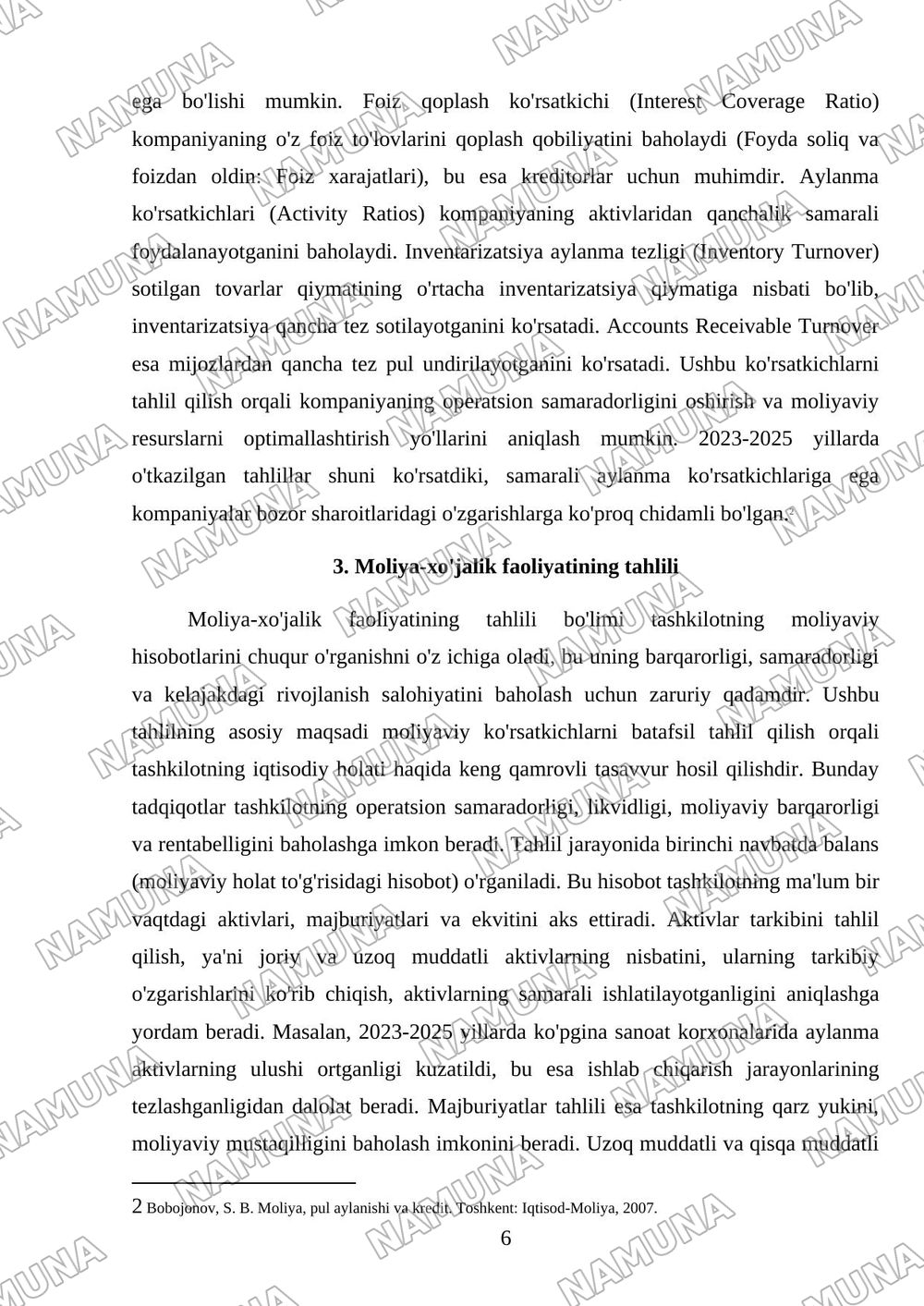 Tashkilotning moliyaviy hisobotini tahlil qilish. — mustaqil ish, 6-varaq