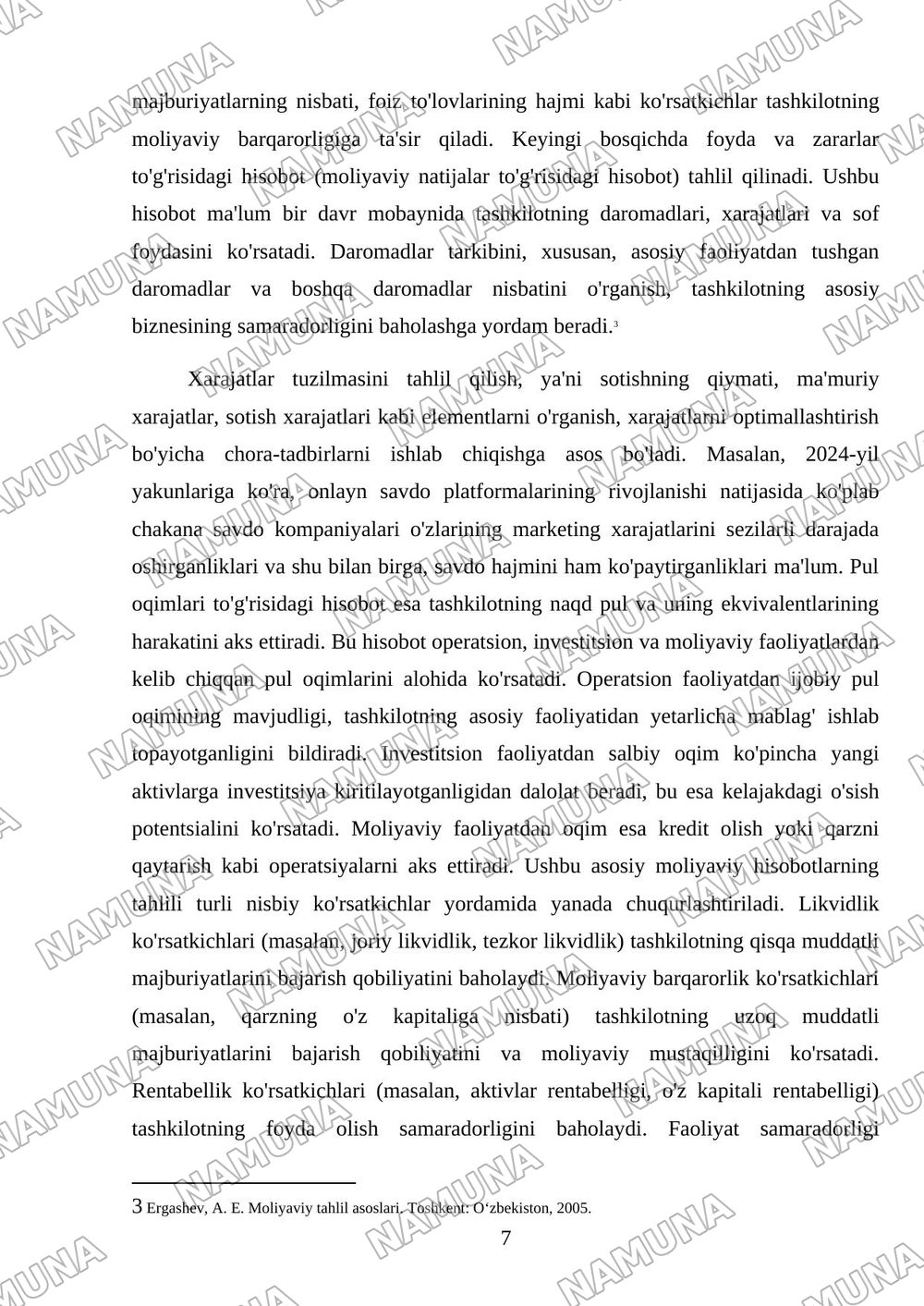Tashkilotning moliyaviy hisobotini tahlil qilish. — mustaqil ish, 7-varaq