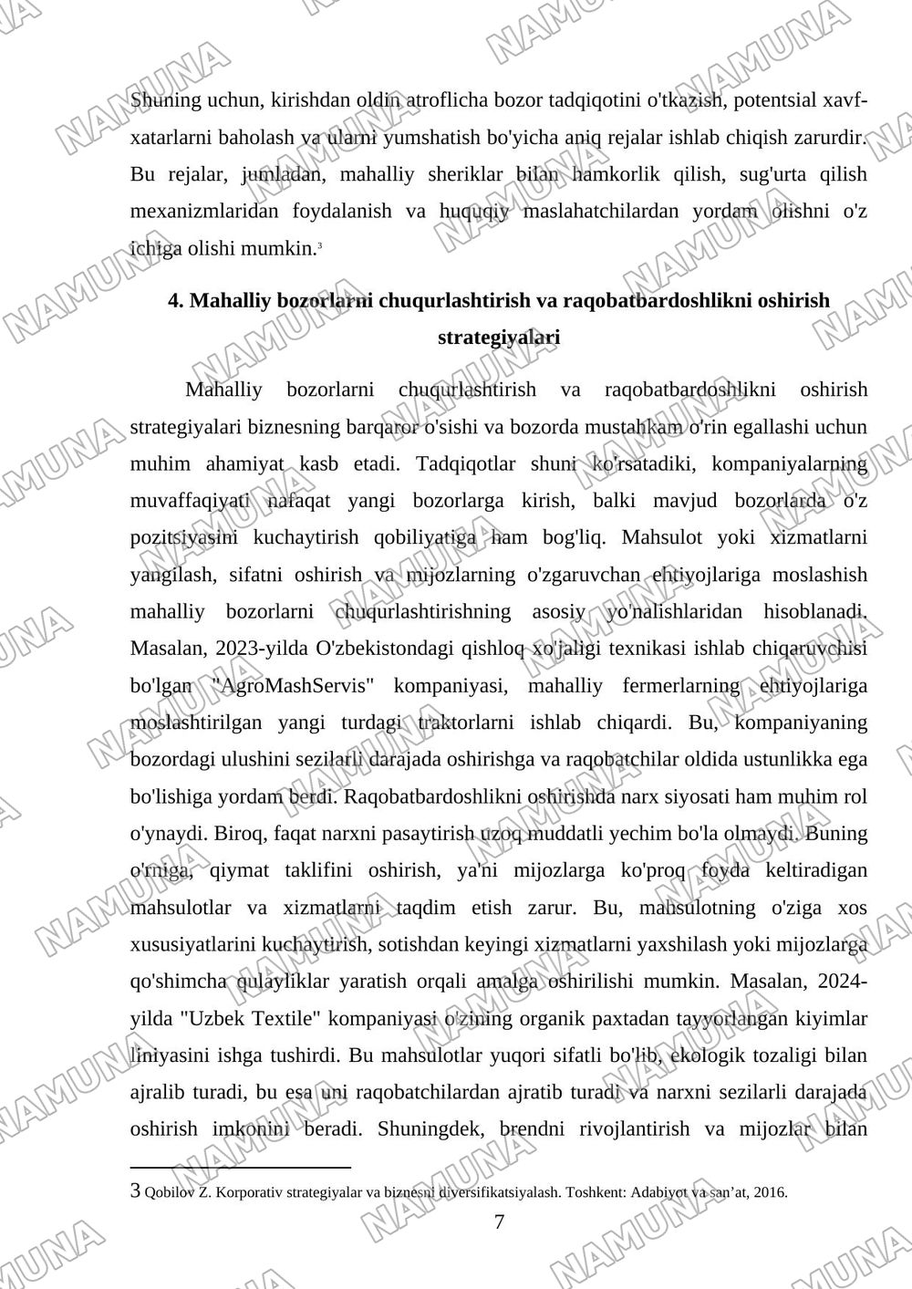 Yangi bozorlarga kirish va biznesni kengaytirish strategiyalari. — mustaqil ish, 7-varaq