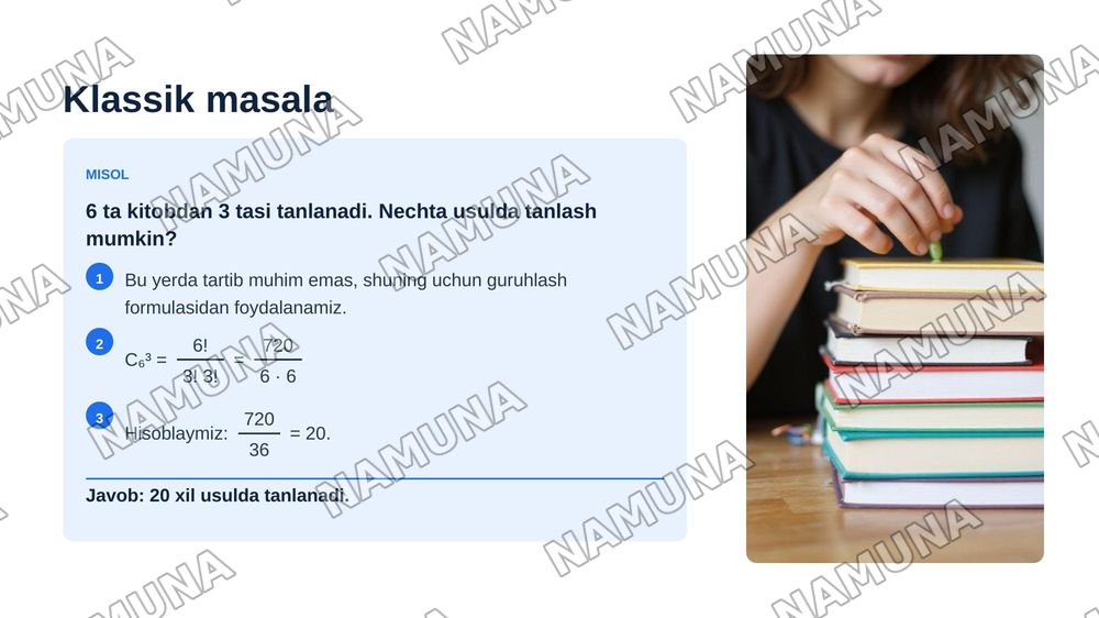Kombinatorika fani rivojlanish tarixi. Kombinatorik masalalar. — zamonaviy taqdimot, 6-slayd
