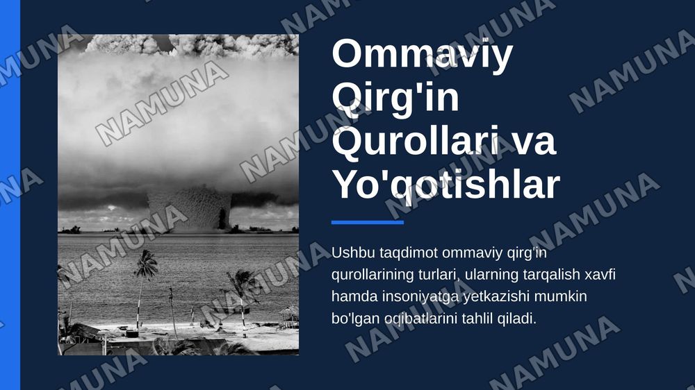Ommaviy qirg’in qurollari va yo’qotishlar — zamonaviy taqdimot, 1-slayd
