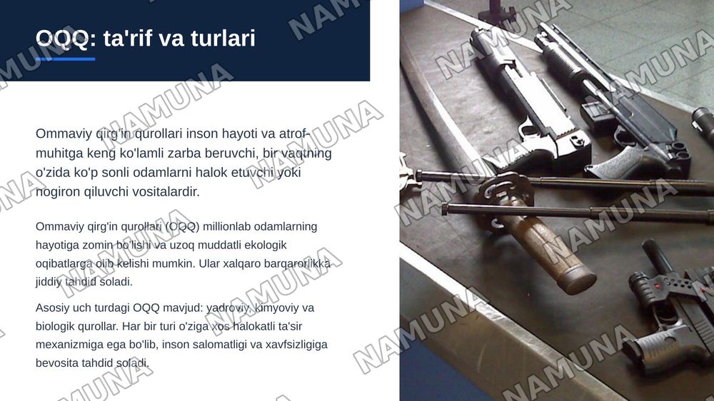 Ommaviy qirg’in qurollari va yo’qotishlar — zamonaviy taqdimot, 3-slayd