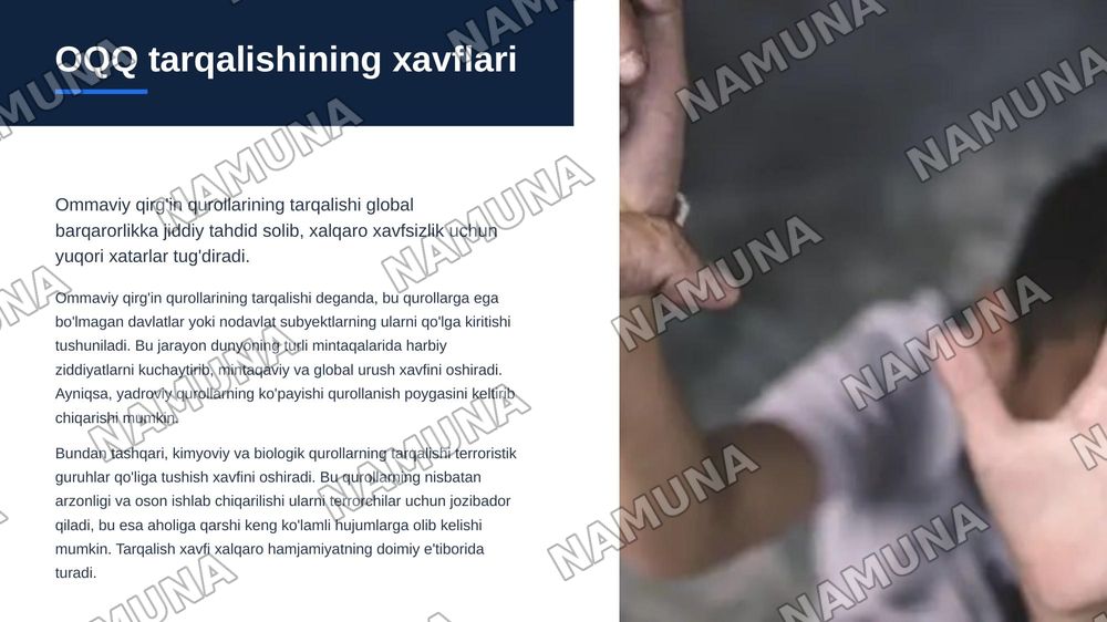 Ommaviy qirg’in qurollari va yo’qotishlar — zamonaviy taqdimot, 5-slayd