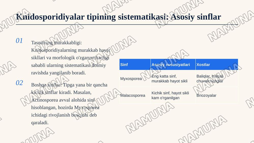 Knidosporidiyalar va mikrosporidiyalarning tip umumiy tavsifi, sistematikasi va fayl mahsuldor hayvonlarda parazitlik qilib, qo'zg'atadigan kasalliklari. — zamonaviy taqdimot, 5-slayd