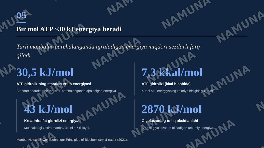 Adenozintrifosfatning tuzulishi va energetik ahamiyatini oʻrganish. — zamonaviy taqdimot, 6-slayd
