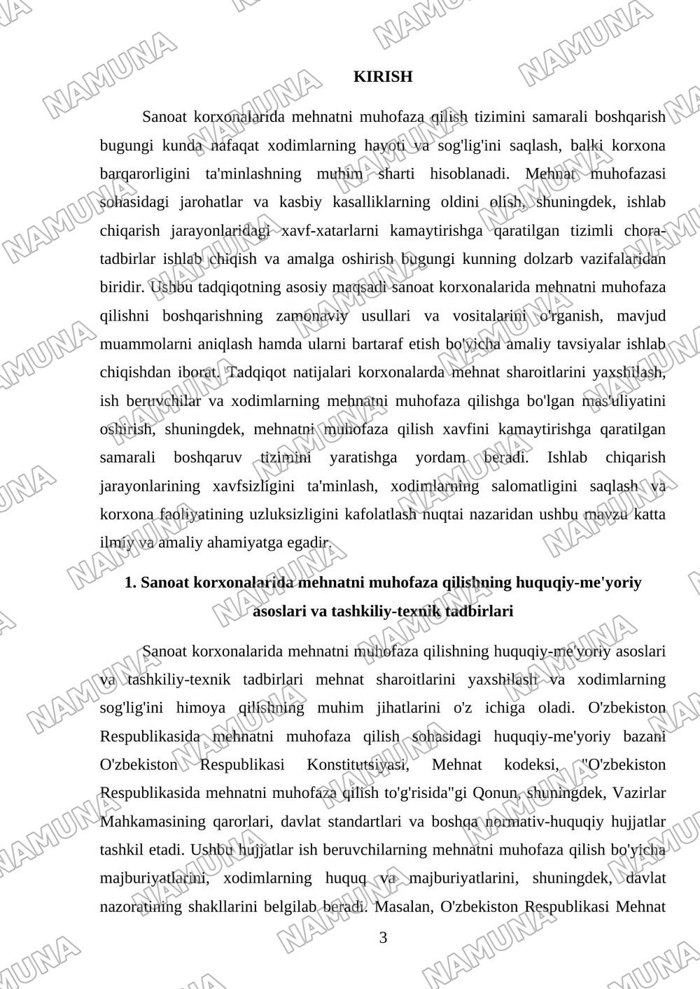 Sanoat korxonalarida mehnatni muhofaza qilishni boshqarish — mustaqil ish, 3-varaq