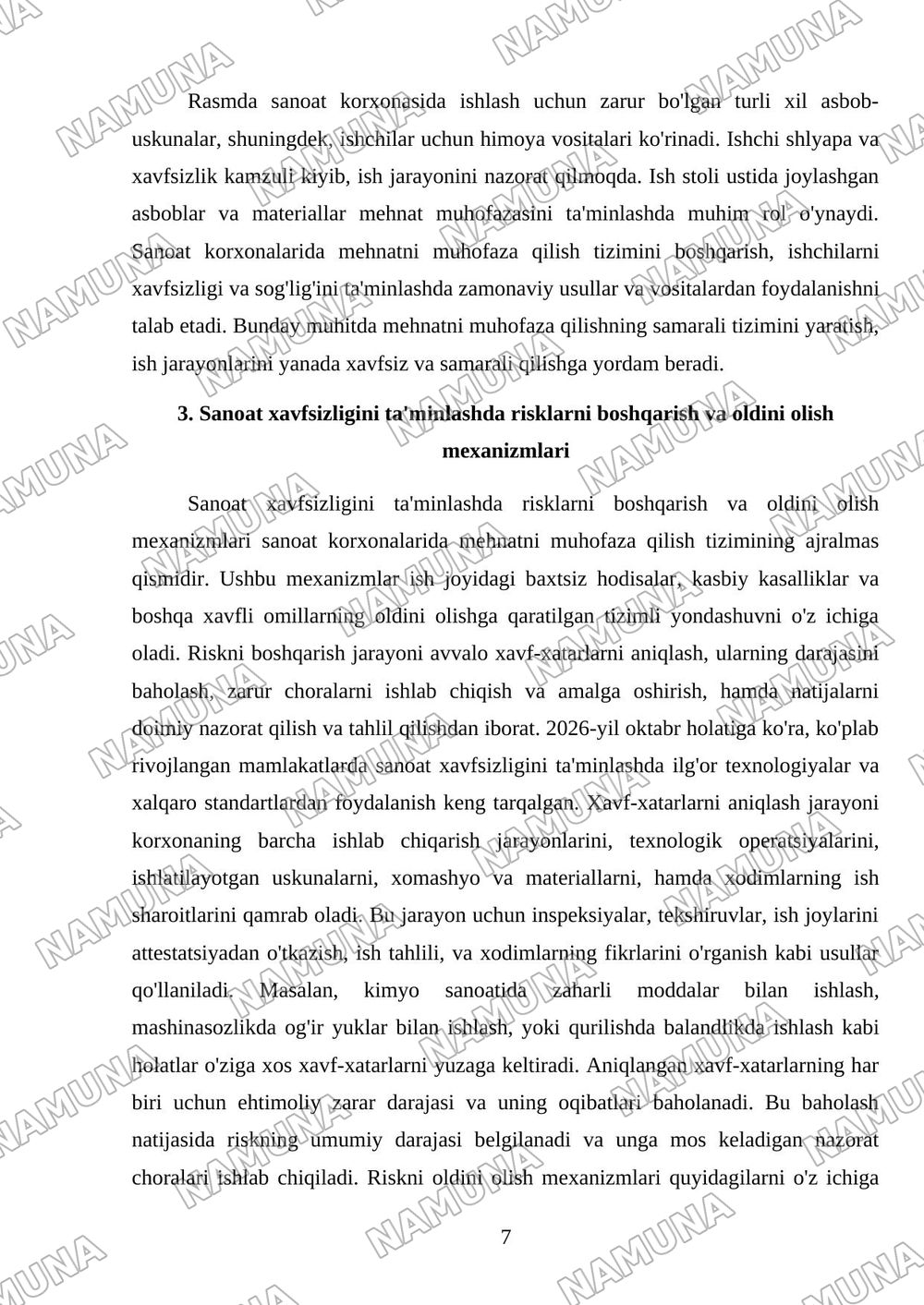 Sanoat korxonalarida mehnatni muhofaza qilishni boshqarish — mustaqil ish, 7-varaq