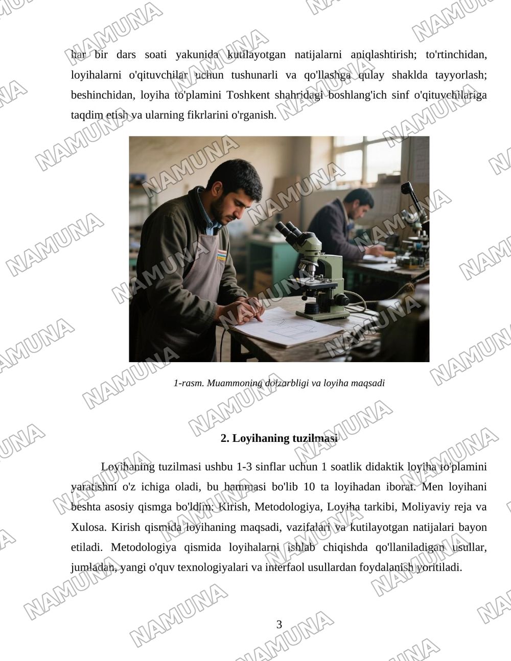 Boshlangʻich sinf oʻuvchilariga 1 soat dars uchun didaktik loyiha tuzish — loyiha ishi, 3-varaq