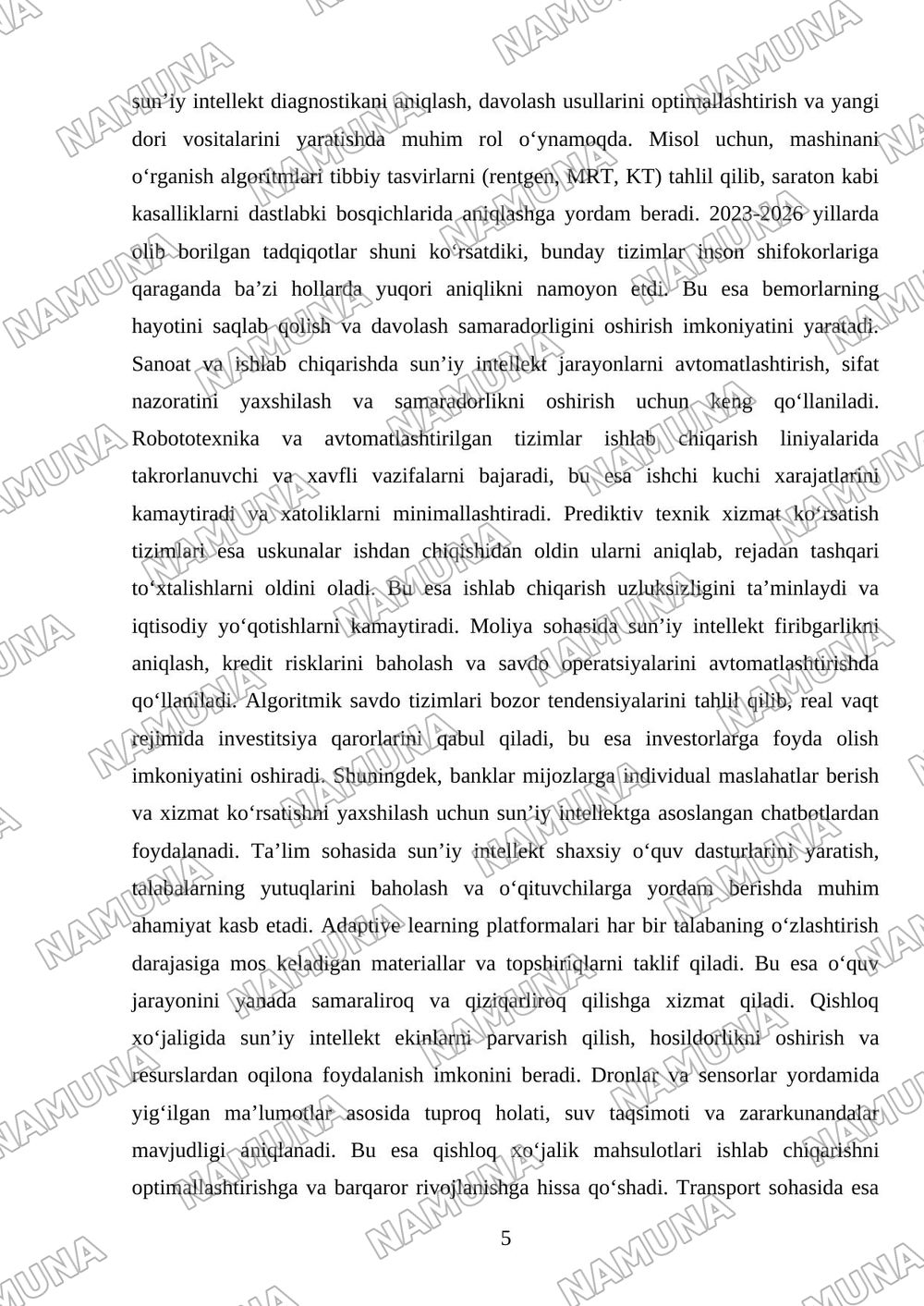 Sun’iy intelekt — referat, 5-varaq