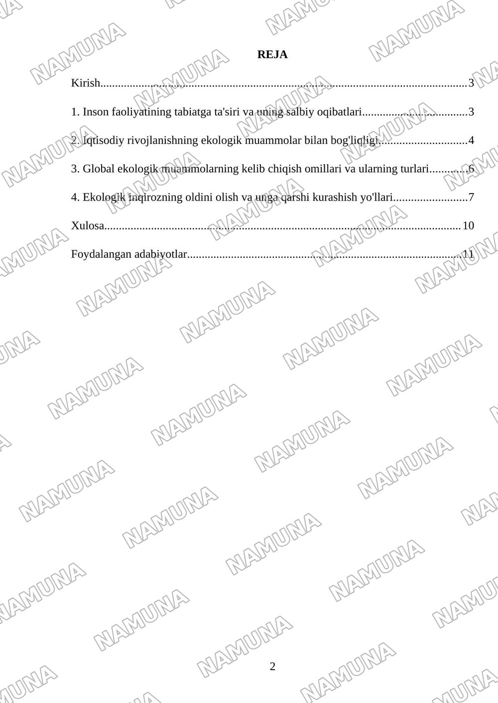 Ekologik inqirozning asosiy sabablari — mustaqil ish, 2-varaq
