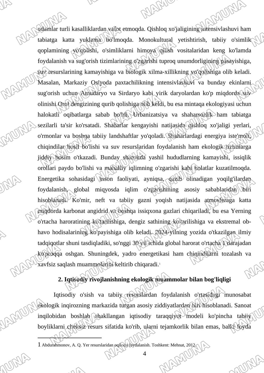 Ekologik inqirozning asosiy sabablari — mustaqil ish, 4-varaq