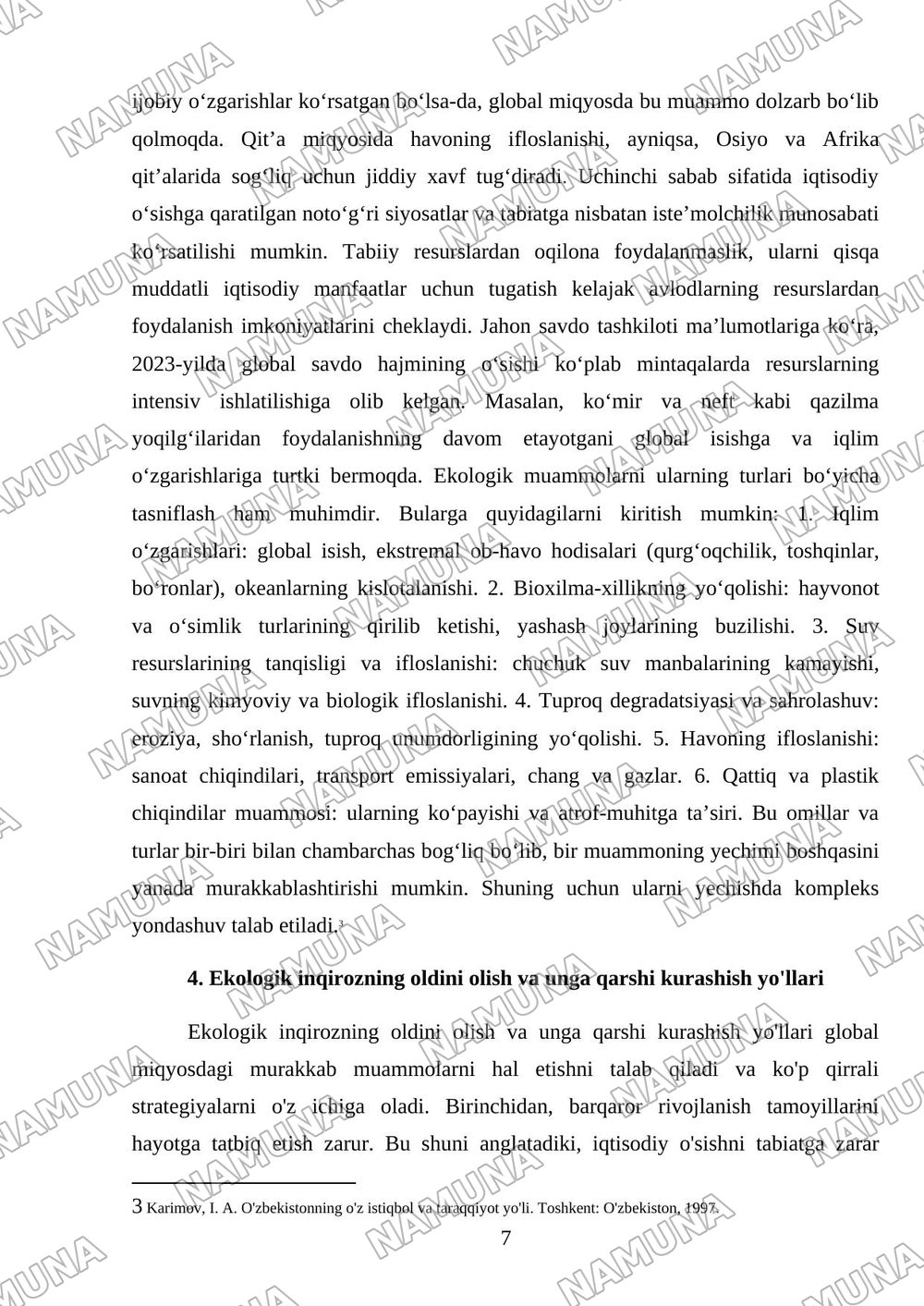 Ekologik inqirozning asosiy sabablari — mustaqil ish, 7-varaq