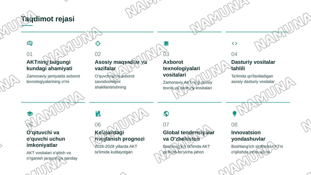 "Boshlang‘ich sinflarda axborot texnologiyalari fanining predmeti, maqsadi va vazifalari. Axborot texnologiyalari zamonaviy texnik va dasturiy vositalari" — zamonaviy taqdimot, 2-slayd